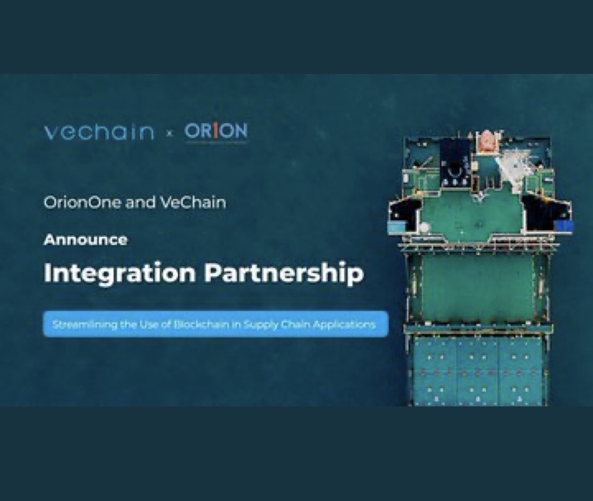 UPDATE : #VeChain has announced an integration partnership with US-based logistics software company OrionOne Inc.                                                   <a href="/sunshinelu24/">Sunny LU @VeChain</a> <a href="/vechainofficial/">VeChain</a> <a href="/VechainThorCom/">VeChain Community Hub</a>