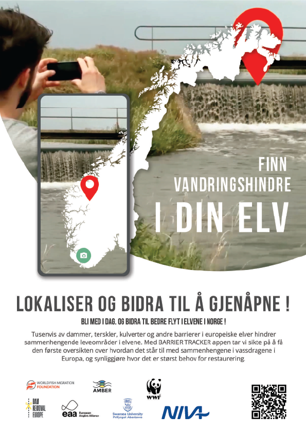 NIVAforskning's tweet photo. Vi trenger fortsatt hjelp til å kartlegge hindre i våre elver og bekker! Les mer og last ned Amber Barrier Tracker på https://t.co/DiFmjM1dxF - og la vannet flyte 🌊 https://t.co/45b2AFdtYY