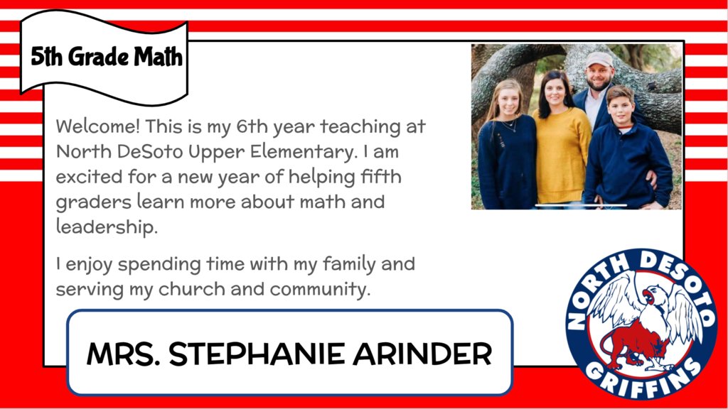 GriffinsNDUE's tweet photo. Today, we introduce Mrs. Stephanie Arinder! Mrs. Arinder is a Fifth Grade Math Teacher as well as a member of our Faculty Lighthouse Team. She has a passion for growing the whole child and makes a positive impact on all that come through her classroom! #LEADlikeaGriffin https://t.co/RrLk85HkcY