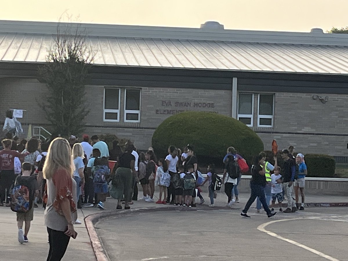 Excitement and a few tears (mainly from parents) as the first day of school started at Hodge Elementary!