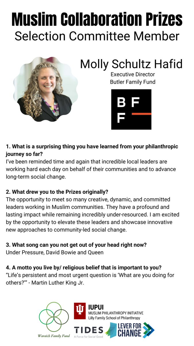 Meet Selection Committee Member @molly_s_hafid  of the Muslim Collaboration Prizes. We are so excited for this mutual learning experience to be underway! <a href="/butler_fund/">Butler Family Fund</a> #ButlerFamilyFund #MCP #Collaboration