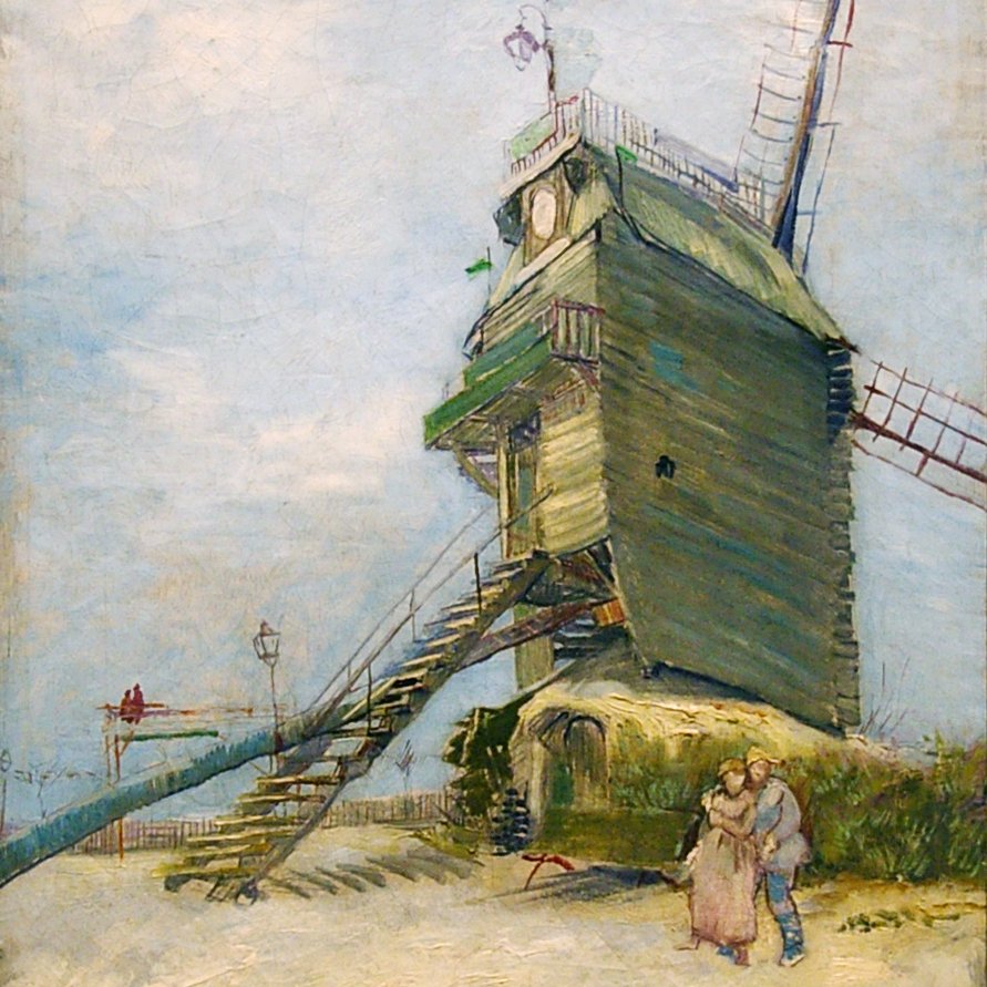 vangoghniagara's tweet photo. Van Gogh created a number of drawings &amp; paintings on the grounds of the Moulin de la Galette in Paris. 🎨🇫🇷 Could it have been a mistake that the Dutch flag is flying in his painting instead of the French one? 🤔

#vangogh #art #events #niagarafalls #immersive #thursdayvibes https://t.co/QiKJUHA8z8