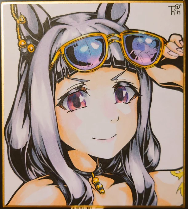 水着ゴルシの色紙できた〜〜!#ウマ娘#ゴールドシップ 