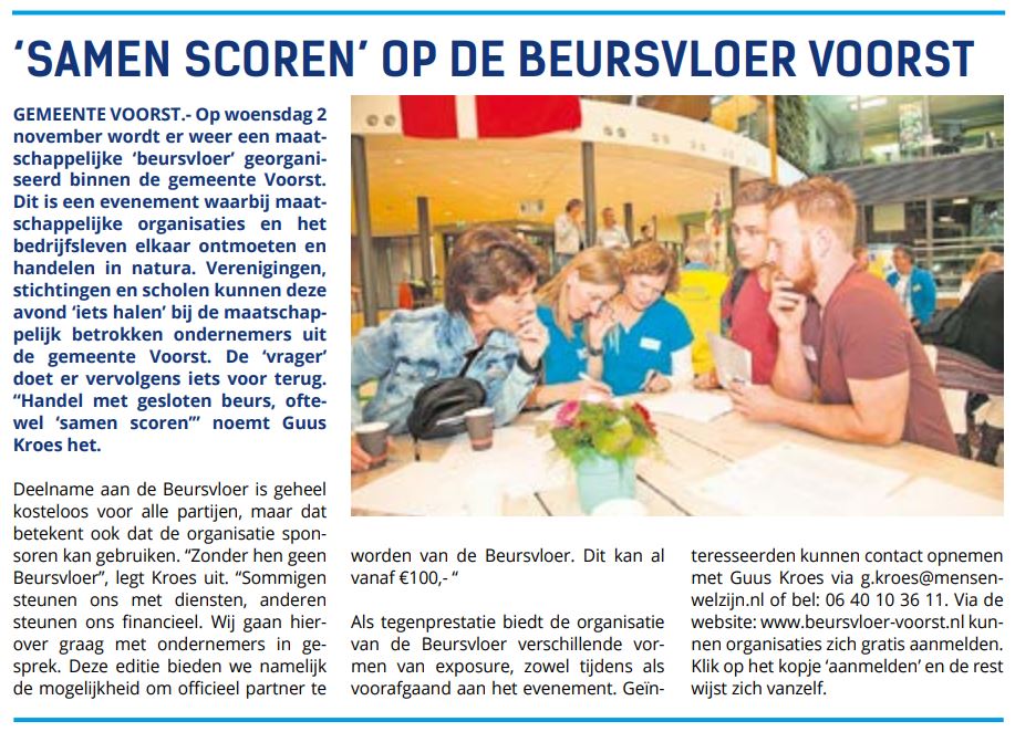 𝑺𝒂𝒎𝒆𝒏 𝒔𝒄𝒐𝒓𝒆𝒏 𝒐𝒑 𝒅𝒆 𝑩𝒆𝒖𝒓𝒔𝒗𝒍𝒐𝒆𝒓!
Deze week in de plaatselijke trots, het Voorster Nieuws...