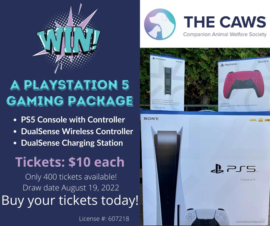 cawsab's tweet photo. Ho Ho Ho, the Season of Giving is only 4.5 months away! This is your chance to win a Playstation 5 Gaming Package to gift to a loved one or make it a gift to yourself. We won't tell anyone. 🙂

Buy your tickets here: https://t.co/9NZ5J2F6TJ

Give Hope, share kindness, choose ❤️ https://t.co/D1Hqc6aCAe