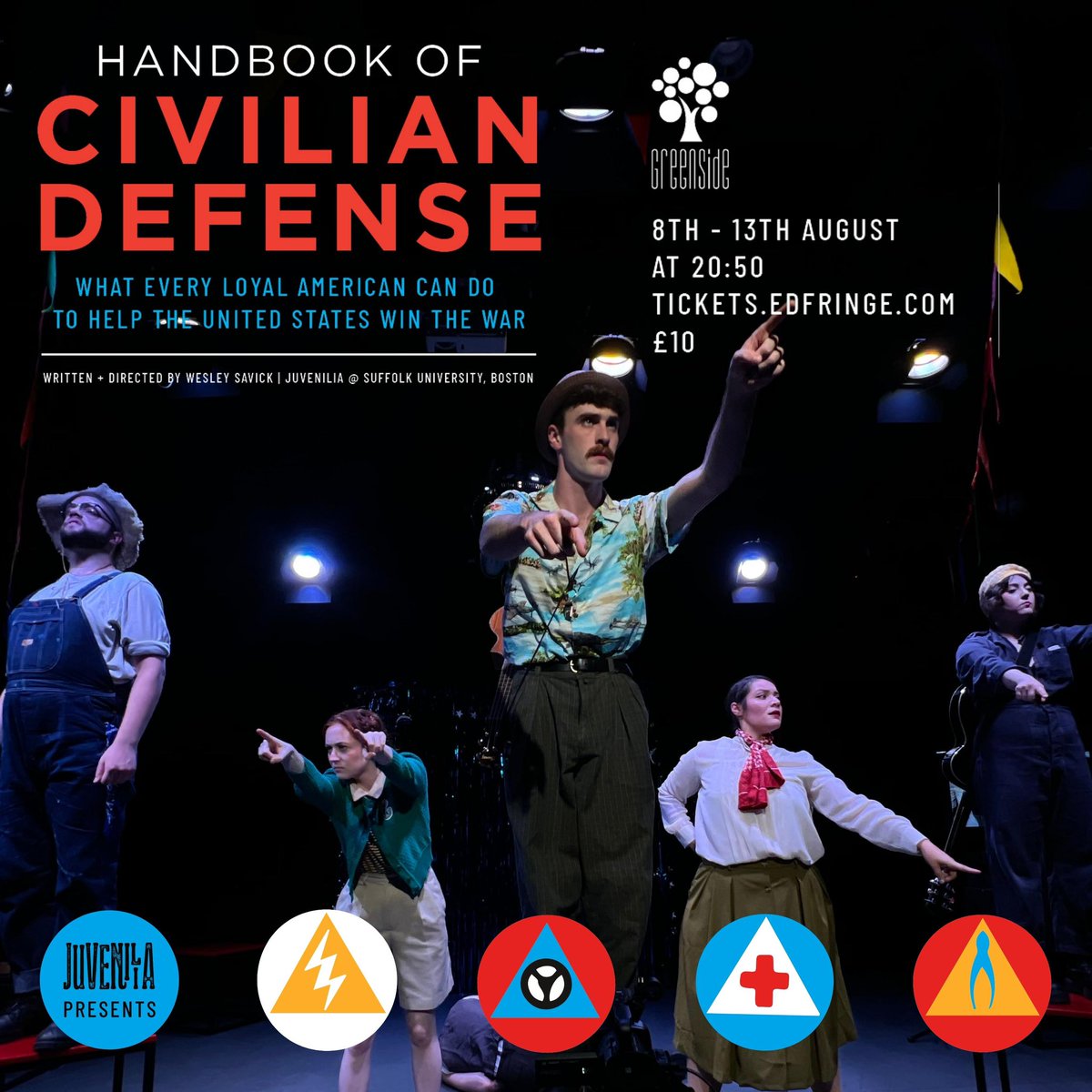 JUVENILIAthtr's tweet photo. @samleesong @edfests We’d love for you to check out our show “Handbook of Civilian Defense” - A word-for-word theatrical adaptation (with original music) of the 1942 government handbook published to prepare families for uncertainty and violence, then and now. https://t.co/6LnGgSlHlL https://t.co/7takhLFEyz