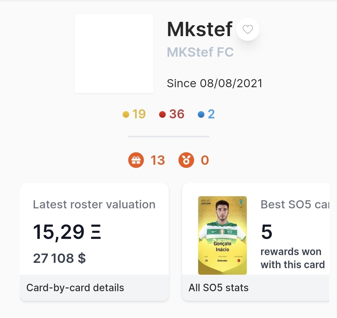 Mkstef1's tweet image. 1 an de #Sorare ! 1 ans de trading, de GW et de matchs visionnés ⚽️😍

From 5 ETH to 15 ETH 🤯🤯🤯

Un énorme merci à @Jobznt23 le Goat Suprême de m'avoir fait decouvrir le jeu et pour tous ses conseils ! Merci également à @Magicmajis et tout le @SoAddictClub pour l'entraide !