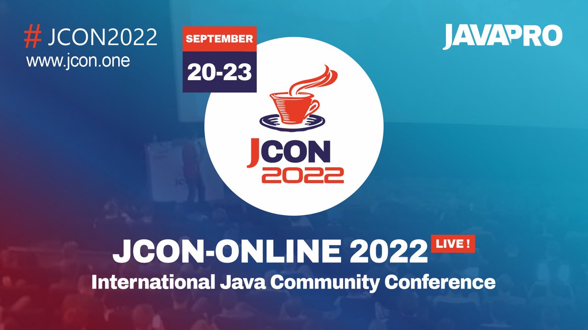 jcon_conference's tweet image. @java conference JCON-ONLINE 2022 is free for all #JavaUserGroups. Sep. 20-23! 130+ speaker | 150+ talks | 5 live streams parallel | 40+ JUGs around the world joinig.

1000 #JUG tickets max. First come first serve!

Grab your ticket now: jcon.one