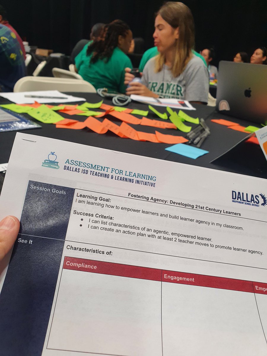 SuanzesInes's tweet image. PD day: Learning about how to foster students agency, one of my focus this year. @AfL_Dallas @DanDRogersDISD @PersonalizeDISD #ilearned #weflyhigh