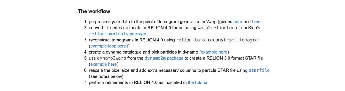 I've been getting a bunch of questions about working between Warp, Dynamo and RELION 4.0 for subtomogram averaging so I wrote an outline of a workflow over at forum.image.sc/t/working-betw…