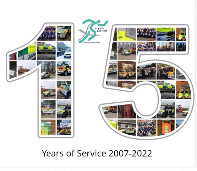 RADCFR's tweet photo. Today marks our 15 years of service @radcfr have been first responding to 999 incidents on behalf and along with @OFFICIALWMAS Thank you to our community of Rugeley and surrounding districts for your continuous support. Stay safe https://t.co/yn1ipGCMSM https://t.co/MruBWWNQB9