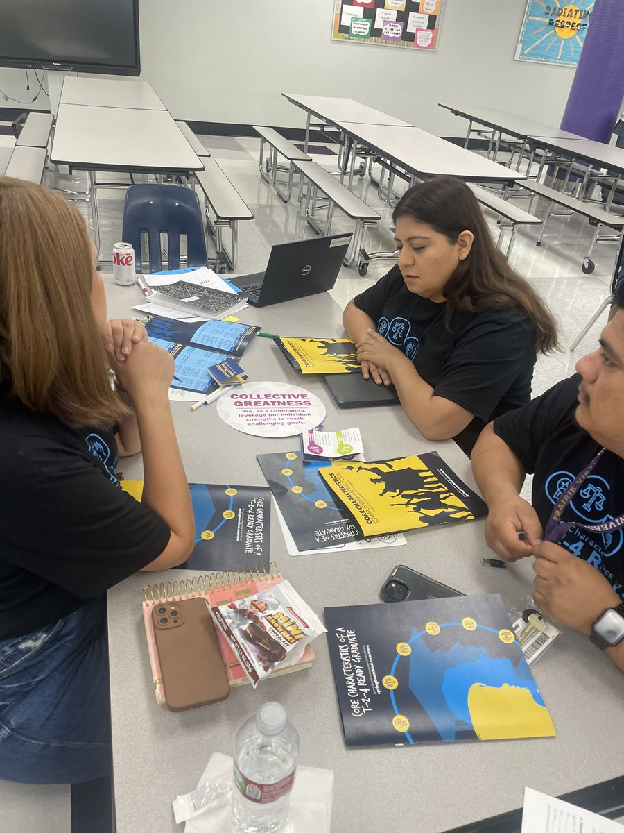 somspanthers's tweet photo. SOMS Panthers are #SBISDProud to start our year discussing the core characteristics of our T-2-4 graduates. 💜 #panthersarepurple @SBISD @ilsontpartis @jennifer_blaine https://t.co/ybg9YvgIqu
