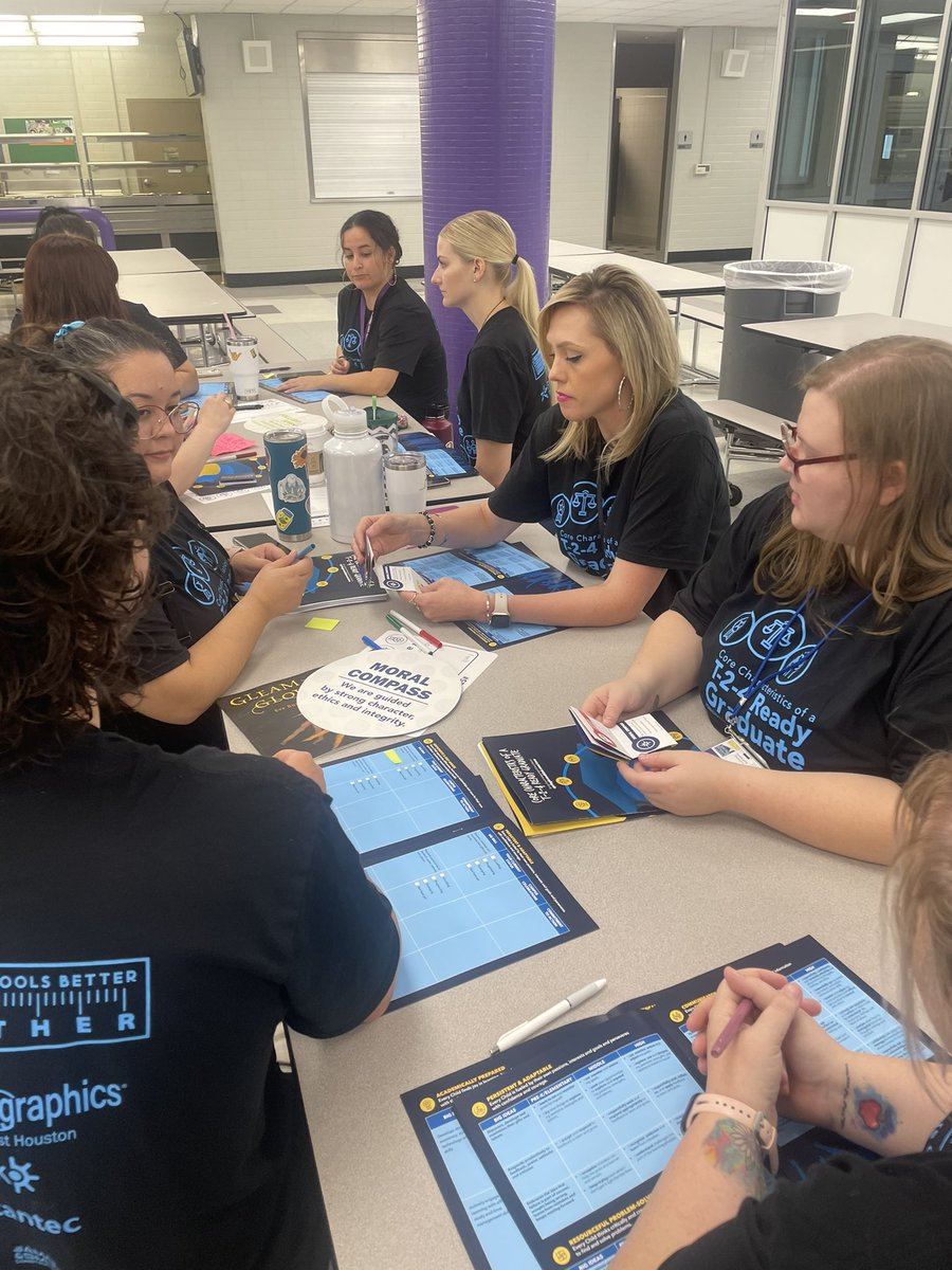 somspanthers's tweet photo. SOMS Panthers are #SBISDProud to start our year discussing the core characteristics of our T-2-4 graduates. 💜 #panthersarepurple @SBISD @ilsontpartis @jennifer_blaine https://t.co/ybg9YvgIqu