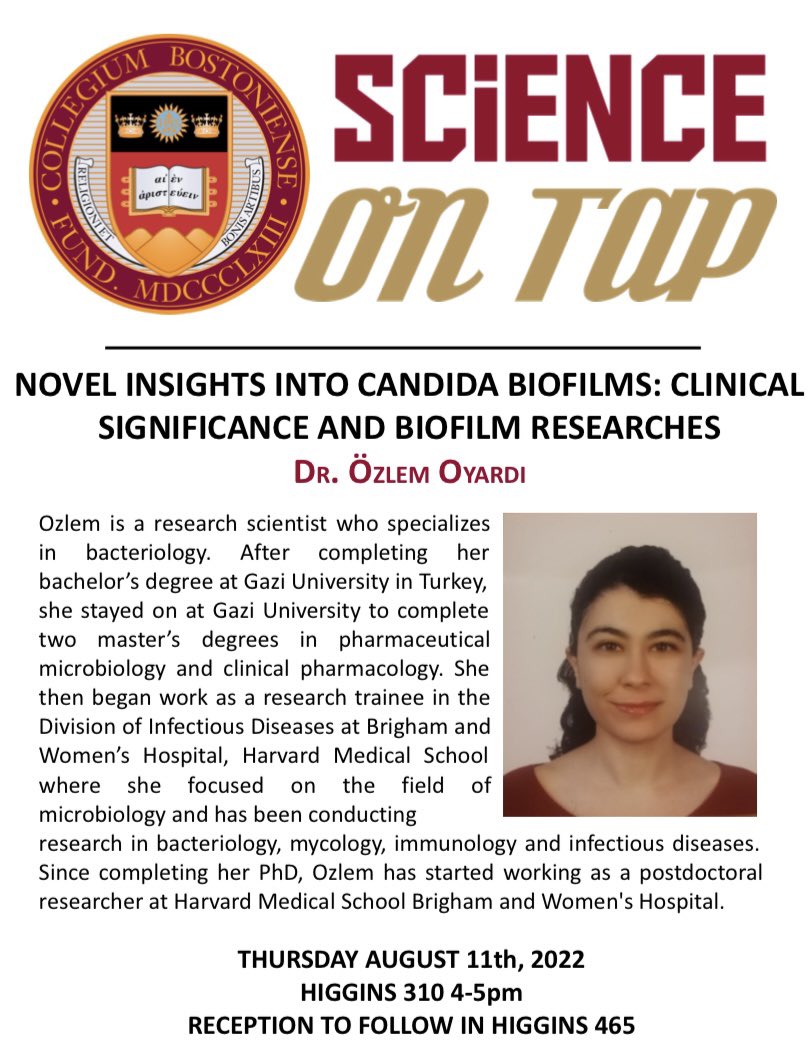 science_tap's tweet photo. Today at 4pm, Dr. Oyardi will be speaking about her research on biofilms! Please join us for this exciting talk, reception to follow. https://t.co/GKt7TSi0cC