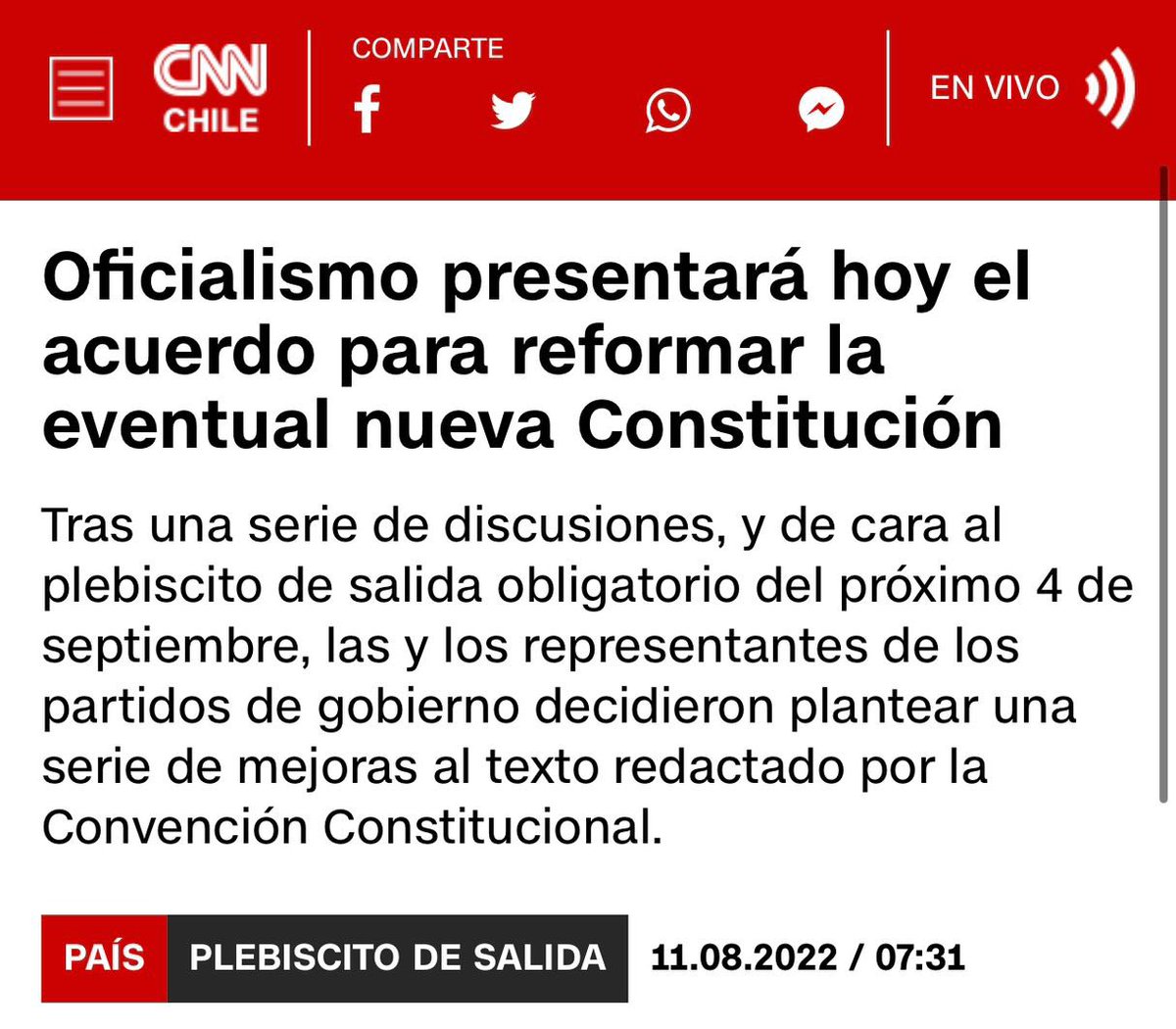 javiermacaya's tweet photo. Lo más importante de esta noticia es que NO EXISTE gente en Chile que defienda el borrador constitucional. 
El gran acuerdo al que llegó el oficialismo es que ni ellos defienden el resultado de la convención. https://t.co/N651mWhPts