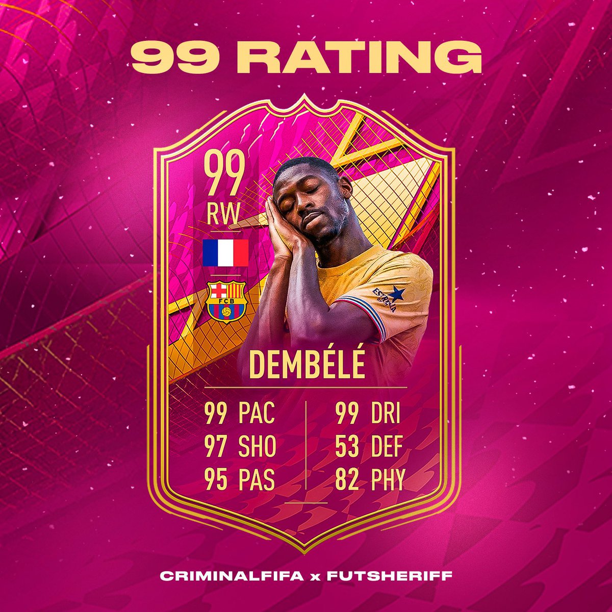 Fifa22leaking's tweet photo. 🚨Dembele 🇫🇷 Won The FUTTIES 99 OVR Vote🚨 ⬇️

@Criminal__x @FutSheriff 

#FIFA #FUT22 #Fifa22UltimateTeam #FIFA22leaks #fifa22 #futsheriff https://t.co/wpPNXmF7r7