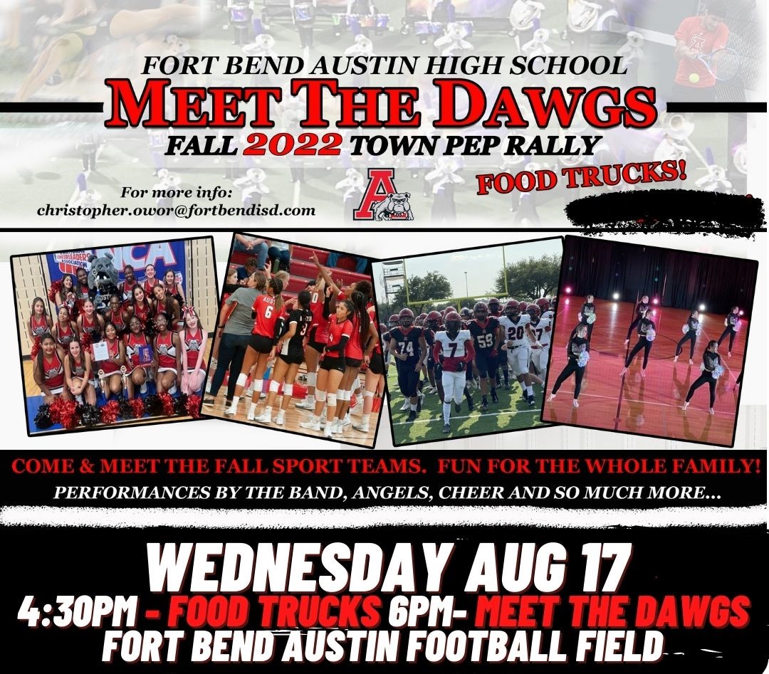 SFAHS_Bulldogs's tweet photo. Our community is invited to this event; come out and see your Bulldog athletes &amp; coaches!
 @AHSBulldogs @FortBendISD @GarciaAthletics @sms_jaguars https://t.co/zfUtuExwh4