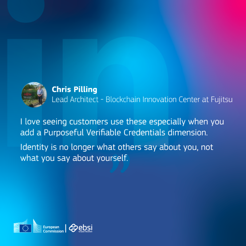 EU_EBSI's tweet photo. 2 new testimonials. 💬 One about the value of Verifiable Credentials and another made during our #EBSIDemoDay extolling the collaboration of the AOC project with #EBSI.
Keep on leaving your opinions by message and through the hashtags #EBSI or #EBSICommunity. #DigitalEU