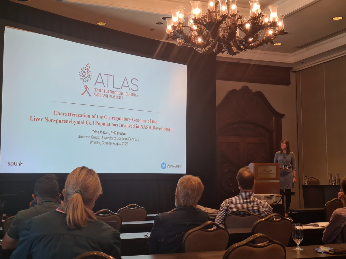 Lars Grøntved (@grontved_group) on Twitter photo Great to have our PhD student <a href="/TrineVDam/">Trine Vestergaard Dam</a> presenting highlights from her <a href="/ATLAS_SDU/">ATLAS</a> studies on gene-regulatory networks in NASH at the #KSNASHCROSSTALK22 conference in Whistler, Canada. 👏 🇨🇦 <a href="/bmbSDU/">Department of Biochemistry and Molecular Biology</a> @DDA_Denmark <a href="/GenomicsUnit/">Functional Genomics & Metabolism Research Unit</a> Great to have our PhD student <a href="/TrineVDam/">Trine Vestergaard Dam</a> presenting highlights from her <a href="/ATLAS_SDU/">ATLAS</a> studies on gene-regulatory networks in NASH at the #KSNASHCROSSTALK22 conference in Whistler, Canada. 👏 🇨🇦 <a href="/bmbSDU/">Department of Biochemistry and Molecular Biology</a> @DDA_Denmark <a href="/GenomicsUnit/">Functional Genomics & Metabolism Research Unit</a>