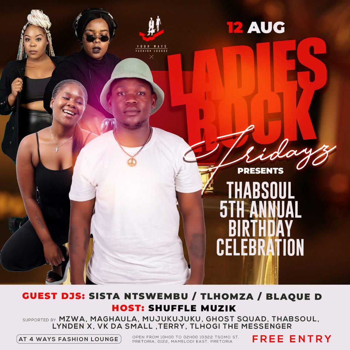 thab_soul's tweet photo. THAB SOUL WEEKEND

THE 5TH ANNUAL BIRTHDAY CELEBRATION 
Friday 12 August 📍 4WaysMams Fashion Lounge Mamelodi East Tsomo Street 
Saturday 13 August 📍The Cave House Nellmapius X4 2805 Setso Street 
🔥 🔥 🔥 🔥 🔥 🔥 🔥 🔥 🔥 🔥 🔥 🔥 🔥
Let's Oparate 🤘 💯 🍾 🔌 🏆 💯 🍾 🚀 https://t.co/tgdasfi0WK