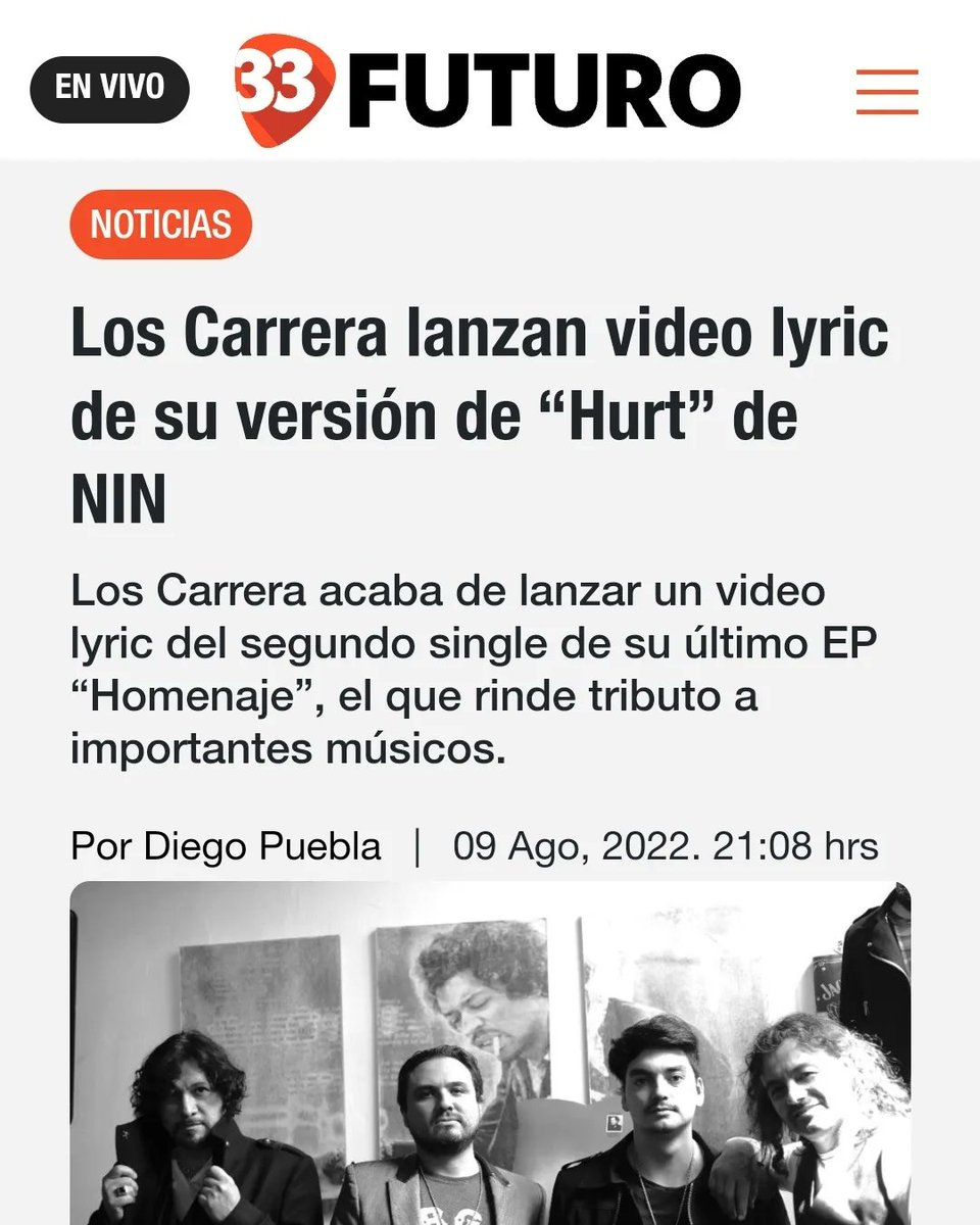 LosCarreraBanda's tweet photo. Muchas gracias a todos los medios que nos hay ayudado con la difusión de el video lyric de "Tumbas en la Piel", nuestro Homenaje de Hurt de NIN 
@futurofm 
@rockaxisoficial 
@GoodStockRadio 
Revista Sónica 

Si aún no lo ves, puedes hacerlo en el link que está en nuestro perfil https://t.co/p7G9x9AGNO