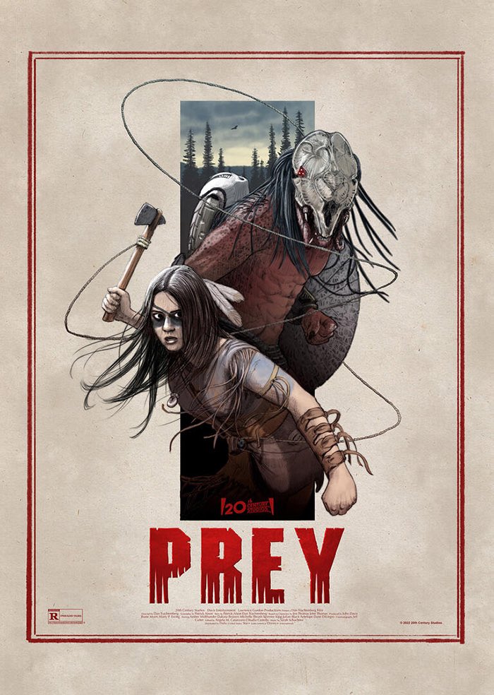 hothorrorqueen's tweet photo. Prey(2022). Art by David Kennedy. https://t.co/6XMxHwrD6y