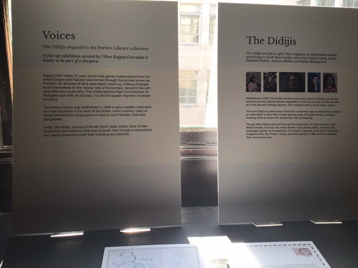ThePortico's tweet photo. Our opening event for Voices: a pop up exhibition curated by Uthra Rajgopal from a group of female South Asian artists called the Didijis. #india #Partition #Empire #Manchester #Cotton https://t.co/yMckptv6Qu