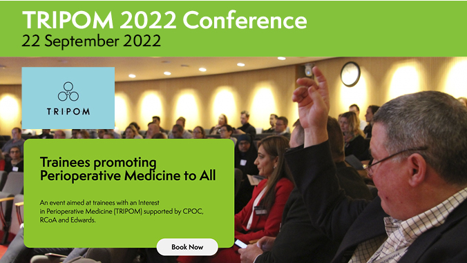 Calling all trainees with an Interest in Perioperative Medicine (TRIPOM). 
TRIPOM 2022 takes place on 22 September at the RCoA. <a href="/tripomuk/">TRIPOM</a> <a href="/CPOC_News/">Centre for Perioperative Care</a> 
Book your place here: bit.ly/3BUL3ZB