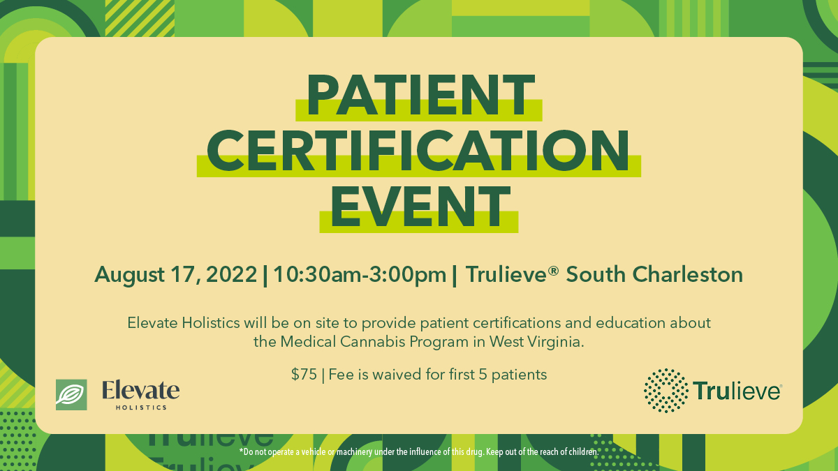 TrulieveWV's tweet photo. We've got another patient certification event with the help of @elevate.holistics at our South Charleston location!🏬🌿
An excellent opportunity for new patients and continuing education!🎓😎
Learn more here: https://t.co/qpwyAwTWeR
#TruKnowledge #trulieve #wellness https://t.co/3RVtEbSMjZ