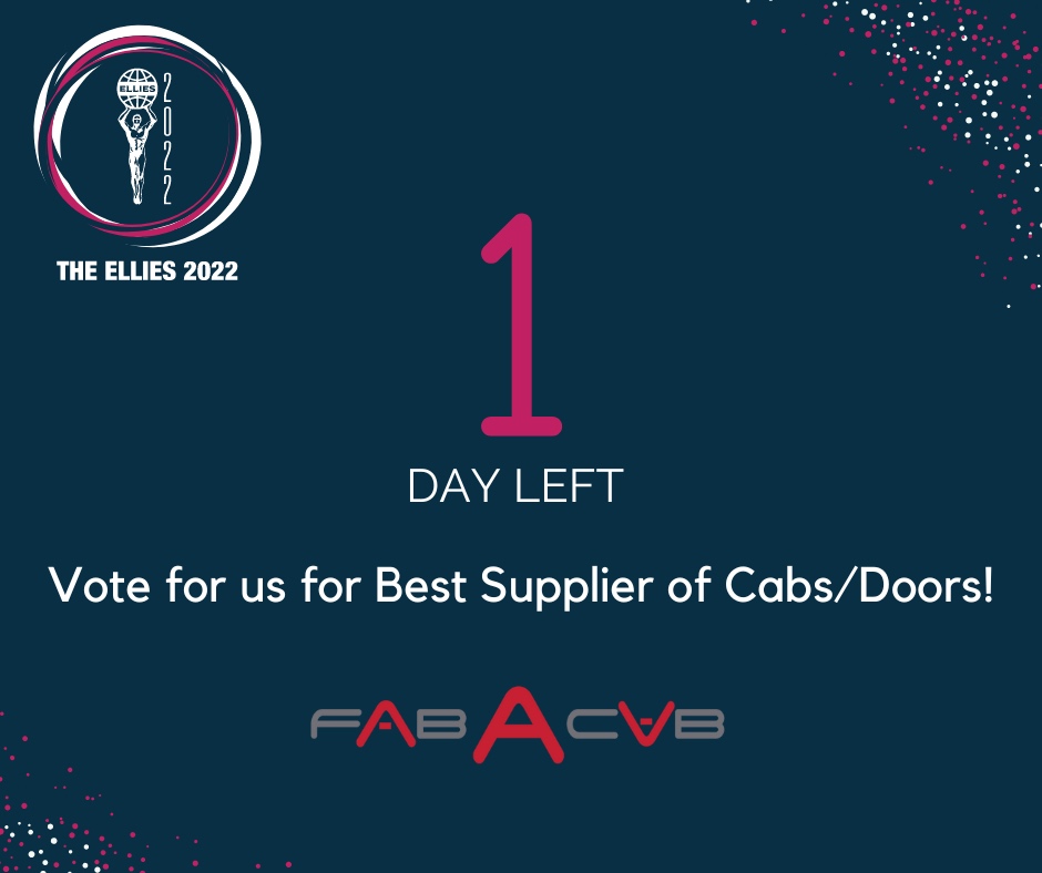 fabacab's tweet image. 📣 GET YOUR VOTES IN 📣
We are proud to be nominated in the Best Supplier of Cabs/Doors category for Elevator World's #Ellies2022! Voting ends tomorrow, share this post and tag your friends. ANYONE can vote. Cast your vote now! 😊 VOTE NOW: elevatorworld.com/contests/the-e…
 #ellies2022