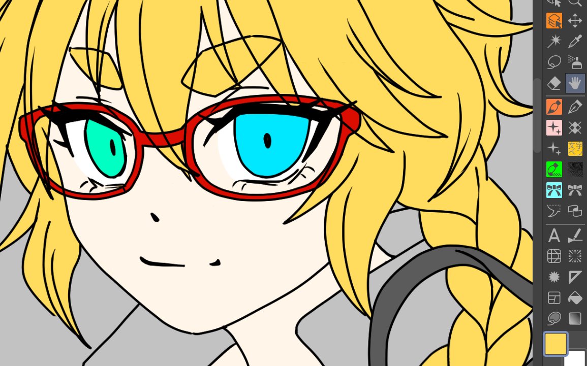 1girl blonde hair glasses braid solo smile looking at viewer  illustration images