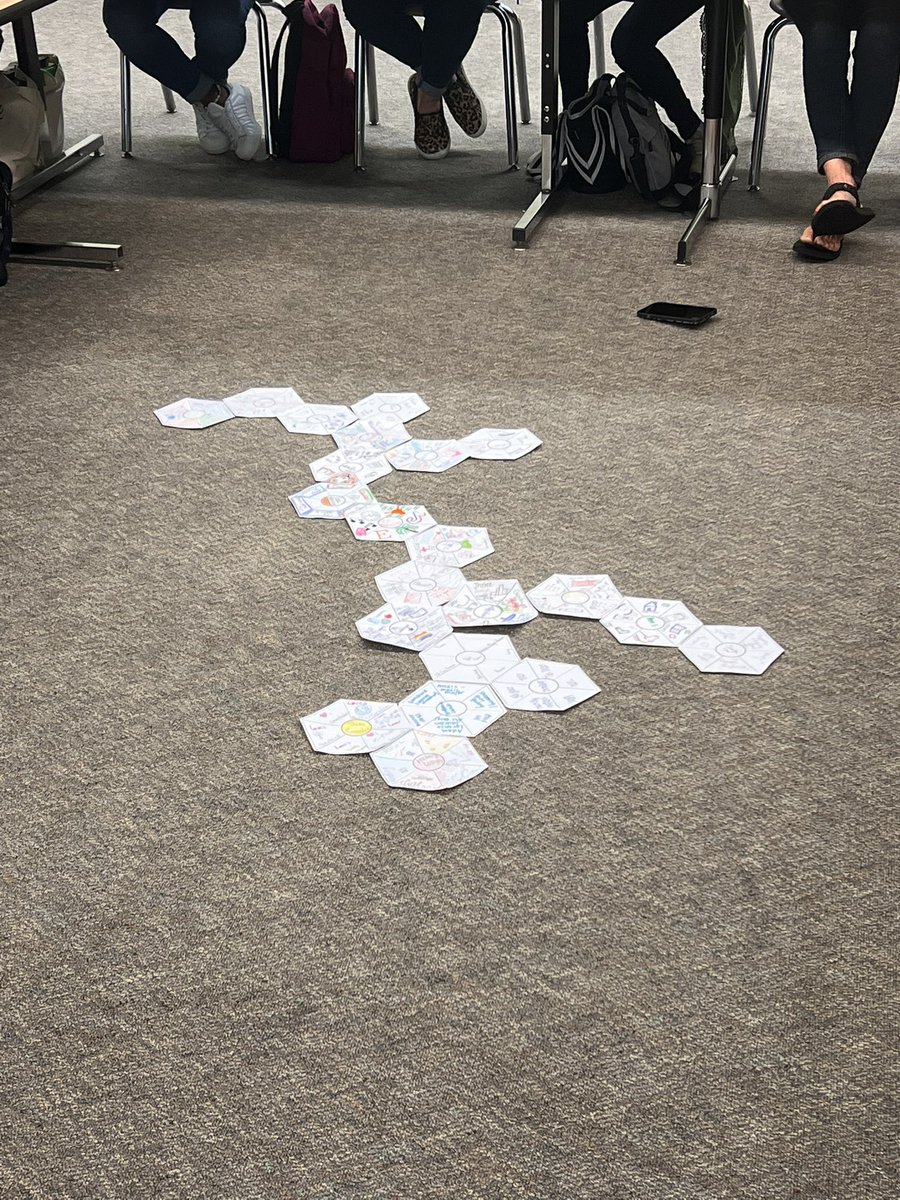 Practicing hexagonal thinking while getting to know everyone in the RLA department!! #teambuilding #RLA #RLAEveryNightandDay ✌🏼<a href="/MCJHGators/">Mayde Creek JH</a> <a href="/JanaeMiles5/">Janae Miles</a> <a href="/MrsBlewettELA/">Theresa Blewett</a>