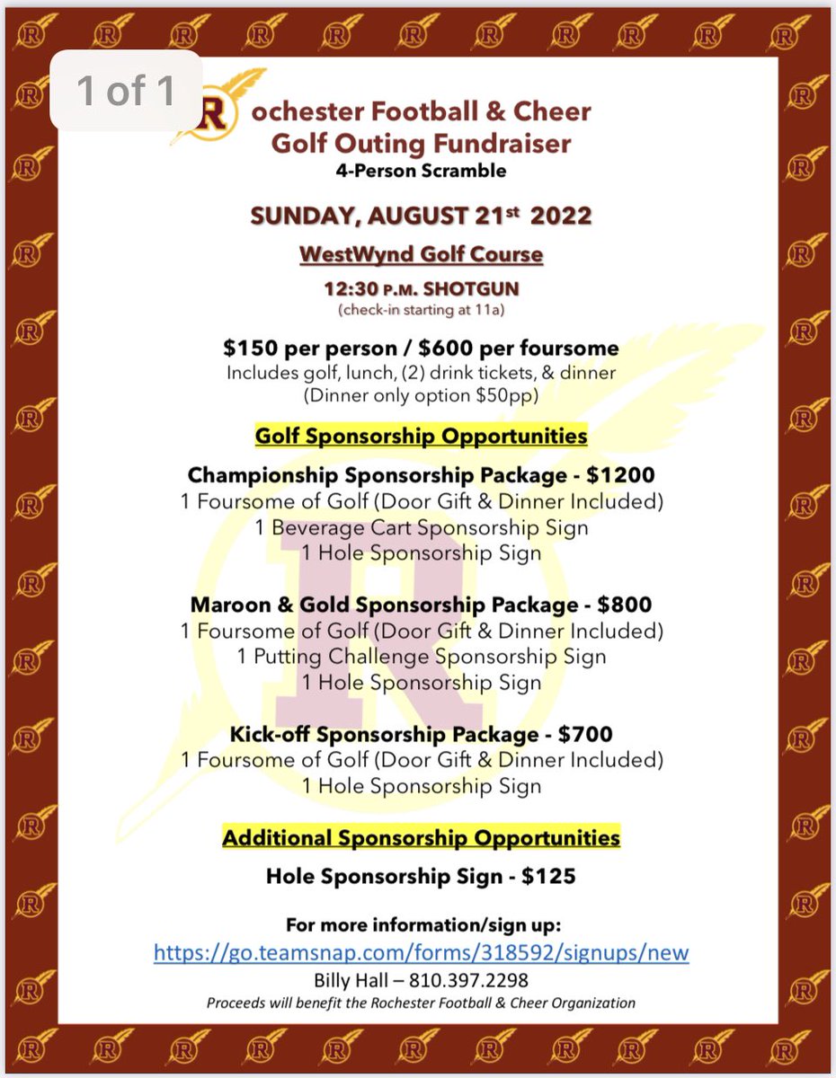Our biggest fundraiser, coming up! Dont miss out!  ⛳️ Contact us for questions or go to the link to sign up!