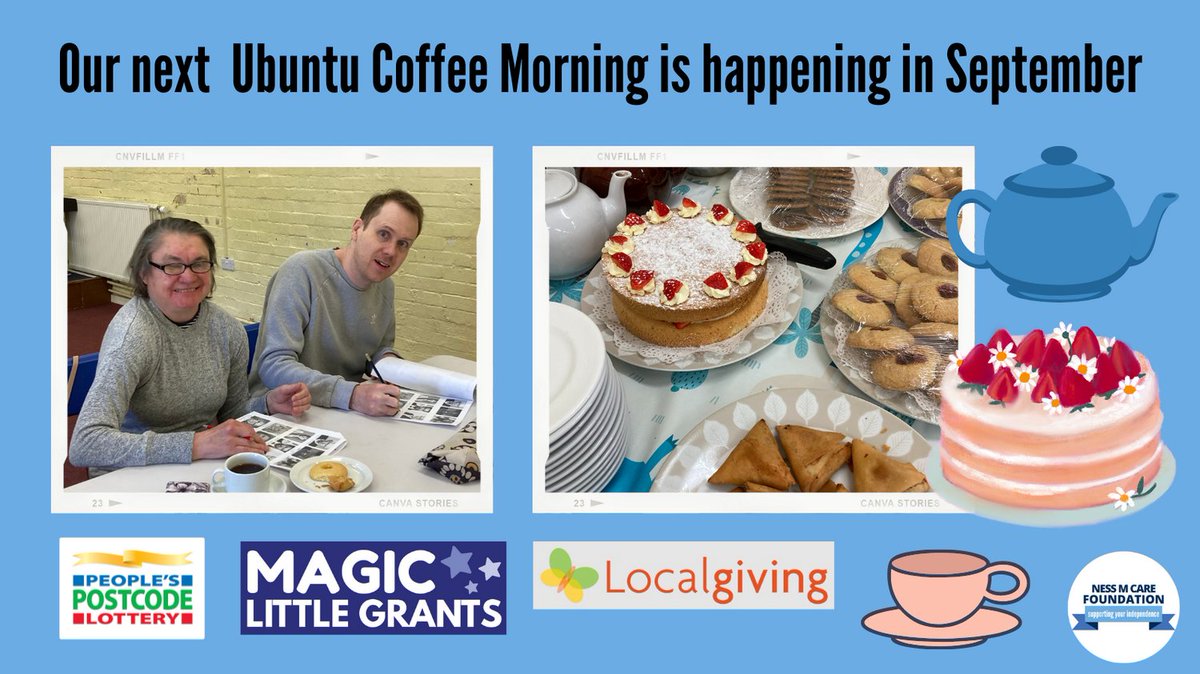 NessMFoundation's tweet photo. We're organising an Ubuntu Coffee Morning in September in Paston at a date to be announced. If you know of anyone who is socially-isolated or lonely who would like to join us,
👉 charity@nessmfoundation.org or 
👉 07445866992.
@Localgiving  @postcodelottery #magiclittlegrant https://t.co/CviW5MYW21