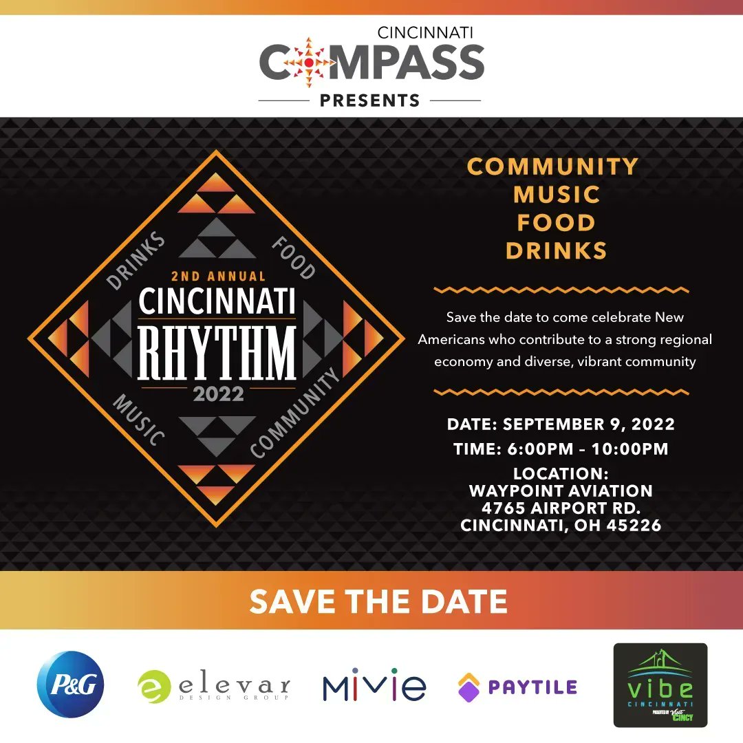 PayTile is proud to sponsor <a href="/Cincy_Compass/">Cincinnati Compass</a> and its mission of welcoming New Americans, immigrants, and refugees to #Cincinnati.  Come join us at the Cincinnati Rhythm event on Sept 9, and be sure to download our app for a fun surprise!   💕buff.ly/3BXjsHs