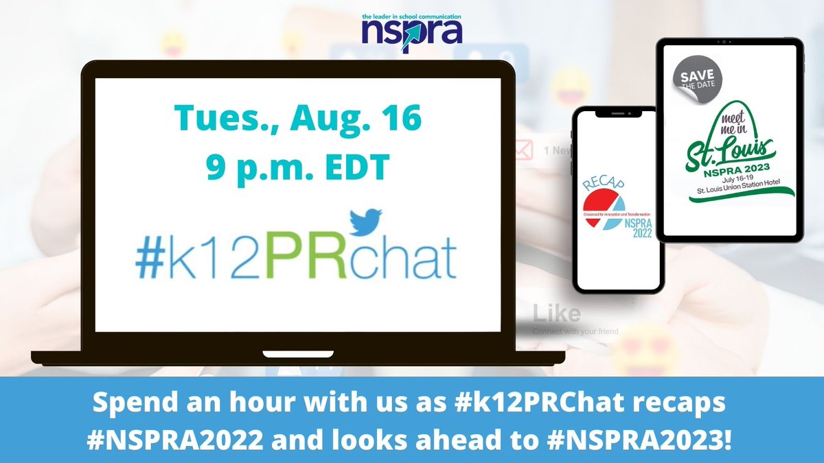 Ready for more #k12PRchat? Us, too!

Starting next week, <a href="/NSPRA/">NSPRA</a> and @EdPRMack will facilitate a fun, fast-paced hour of networking and learning on Twitter every month! 🧵1/2