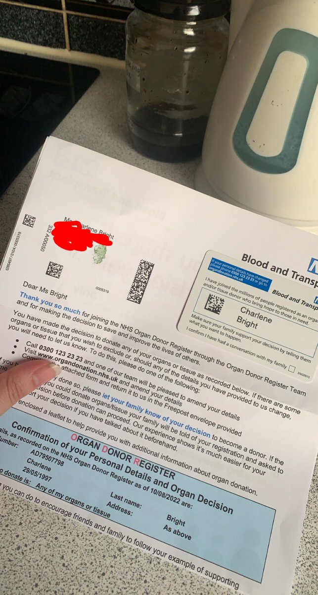 char_bright's tweet photo. So apparently I signed up to be an organ donor when I was pissed 🤦🏽‍♀️ https://t.co/FnpHhz0B2l