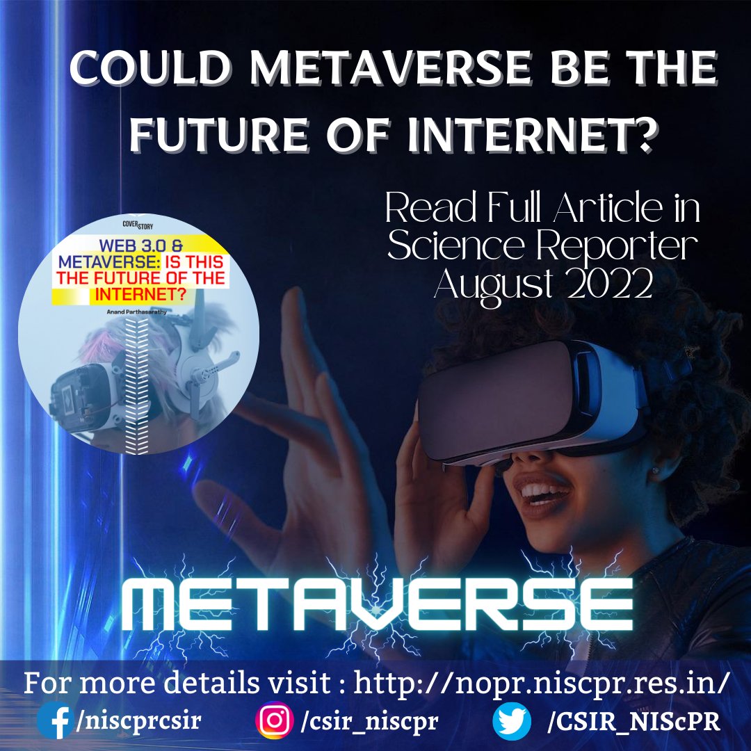 ScienceReporte1's tweet image. nopr.niscpr.res.in/handle/1234567…

@CSIR_NIScPR @CSIR_IND #scicomm #niscpr #ScienceReporter #Metaverse #science @ScienceReporte1