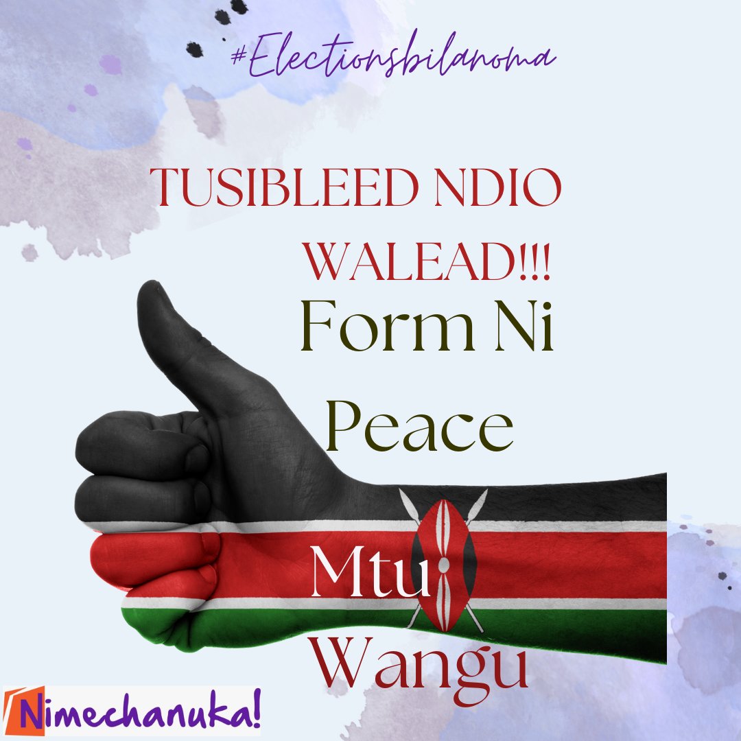 Nimechanuka's tweet photo. I know we are all restless waiting for the final presidential candidate announcement, however we must continue to maintain peace and unity! #Electionsbilanoma
#KenyanElection2022 #KenyansDecides2022 https://t.co/hZmBYwVNqF