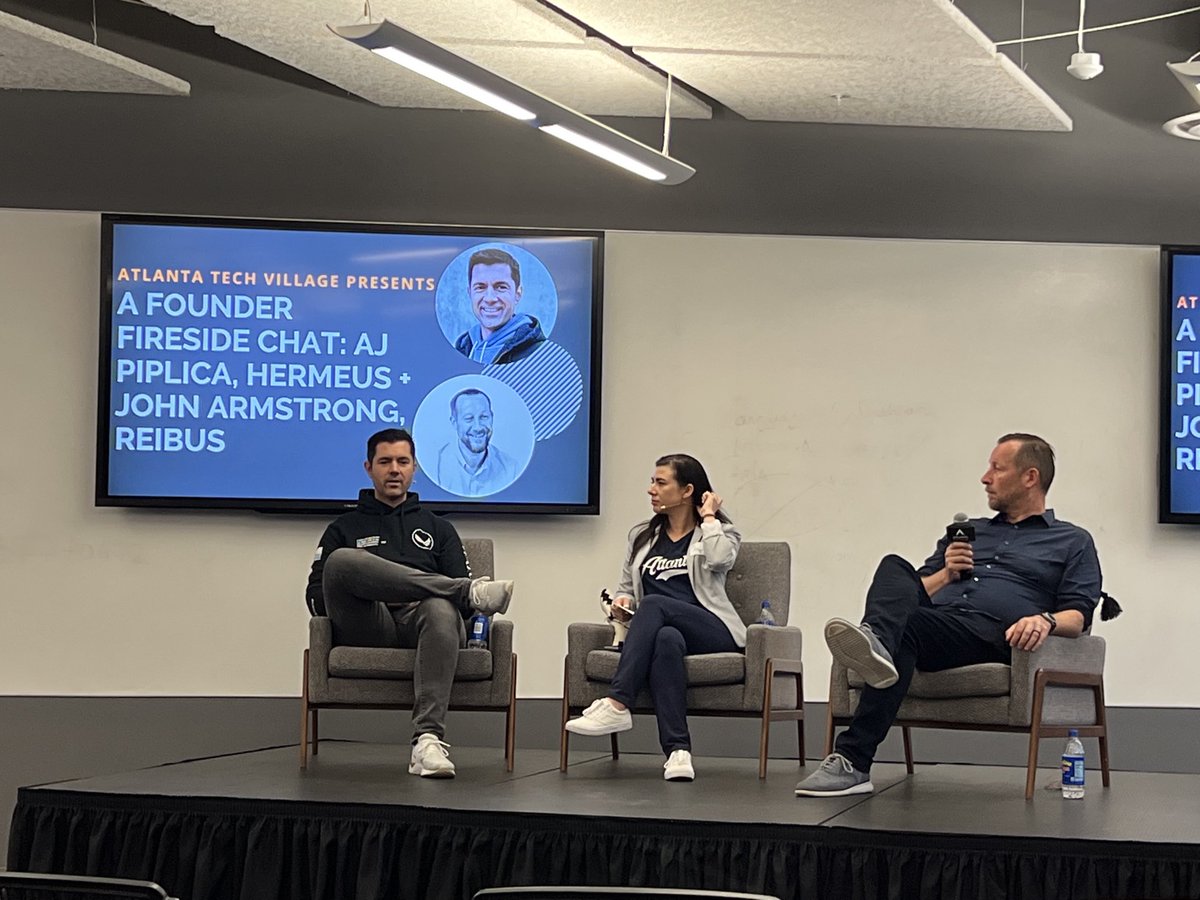 Two of #ATLs most exciting startups sharing the stage at ATV. ⁦<a href="/hermeuscorp/">Hermeus</a>⁩ ⁦<a href="/ReibusIntl/">Reibus</a>⁩ ⁦<a href="/ATLTechVillage/">Atlanta Tech Village</a>⁩
