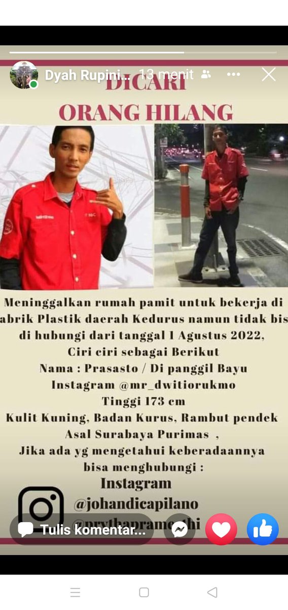 mojako16's tweet photo. @e100ss tolong dibantu infomasinya barangkali ada dulur2 yang melihat sodara saya ini, atau melapor pada kantor polisi terdekat 🙏🙏🙏 https://t.co/3gEfevamXB