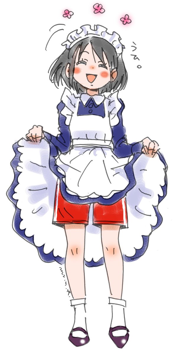 「やはり短パンメイドさんはいいものだ。 」|Takaminnのイラスト