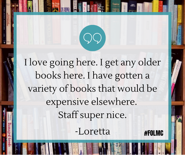 FOLMC's tweet photo. Thanks, Loretta! We love our loyal customers! Been to our Rockville and/or Wheaton Bookstores lately? Leave us a note and tag #FOLMC. https://t.co/8Suv8jsnpi