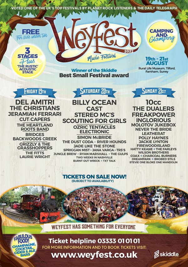 Last chance!   

Weyfest next week 19-21st August 2022    :-)   Rural Life Museum, Tilford, Farnham

Last few tickets available at weyfest.co.uk/tickets

Gate prices will be higher if there are any tickets left to sell.

PLEASE DON'T MISS OUT  :-)