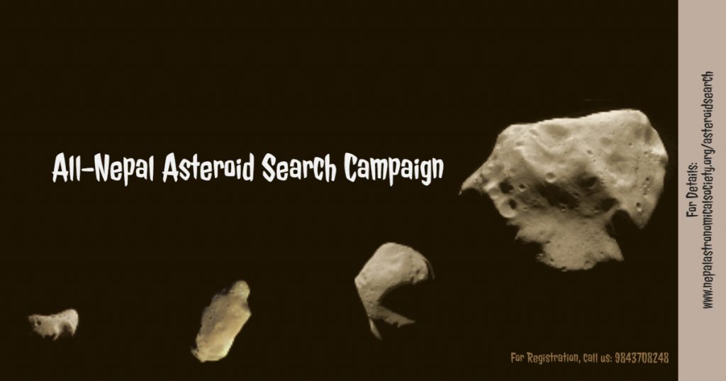 NASONepal's tweet photo. We are accepting registration for our All-Nepal Asteroid Search Campaign to be held during August 22 - September 16, 2022. Send your registration form until August 14, 2022. #NASONepal #ANASC #AsteroidSearch 

For more details, please visit: https://t.co/jOjRLwiSBN https://t.co/NUdP1ckt2R