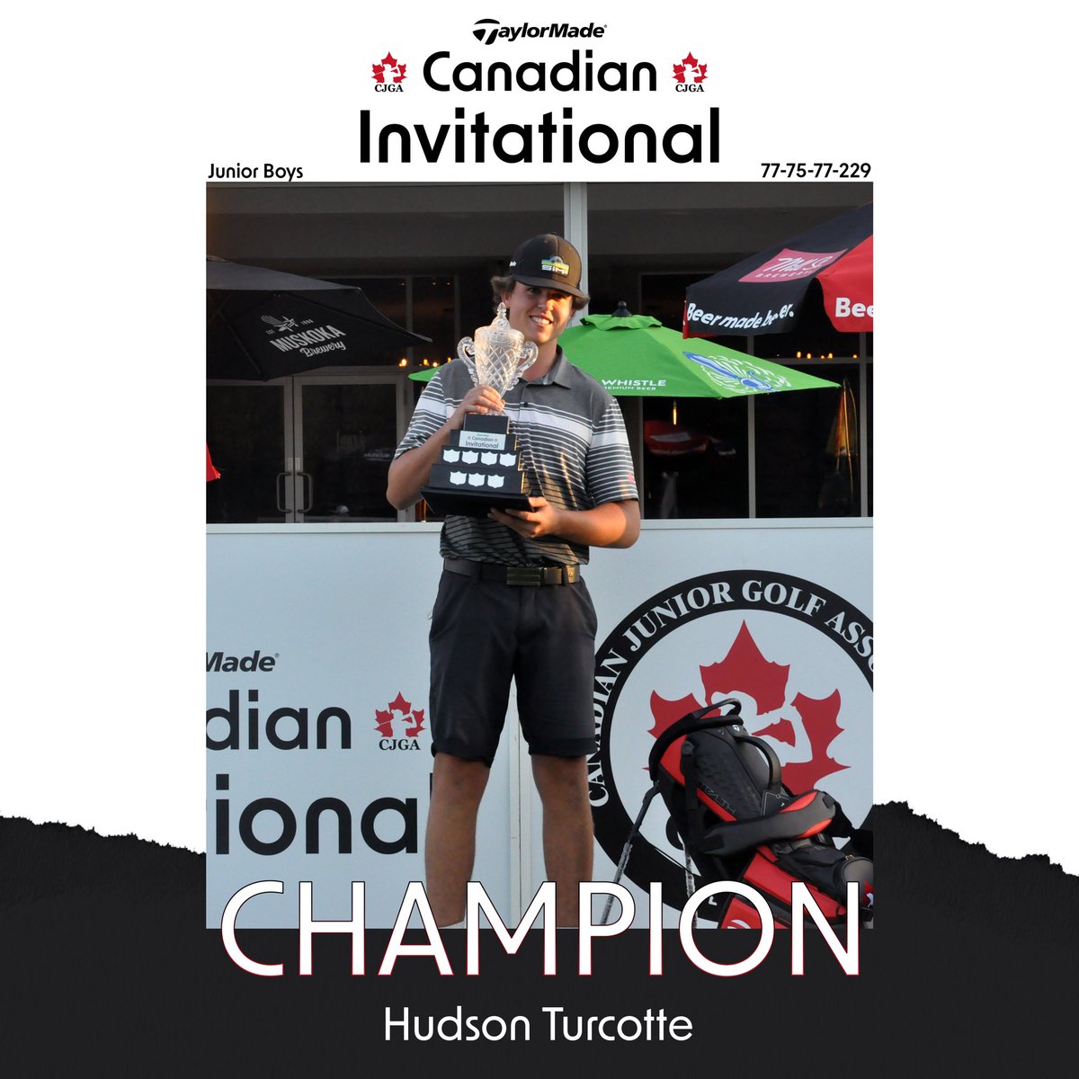 CJGAGolf's tweet photo. Hudson finishes on top!⁣
⁣
Hudson Turcotte outlasts Jager Pain in a two-hole playoff to win the Junior Boys division at the TaylorMade Canadian Invitational! ⁣
⁣
#TaylorMadeCanadianInvitational https://t.co/GjSM3fpFPE