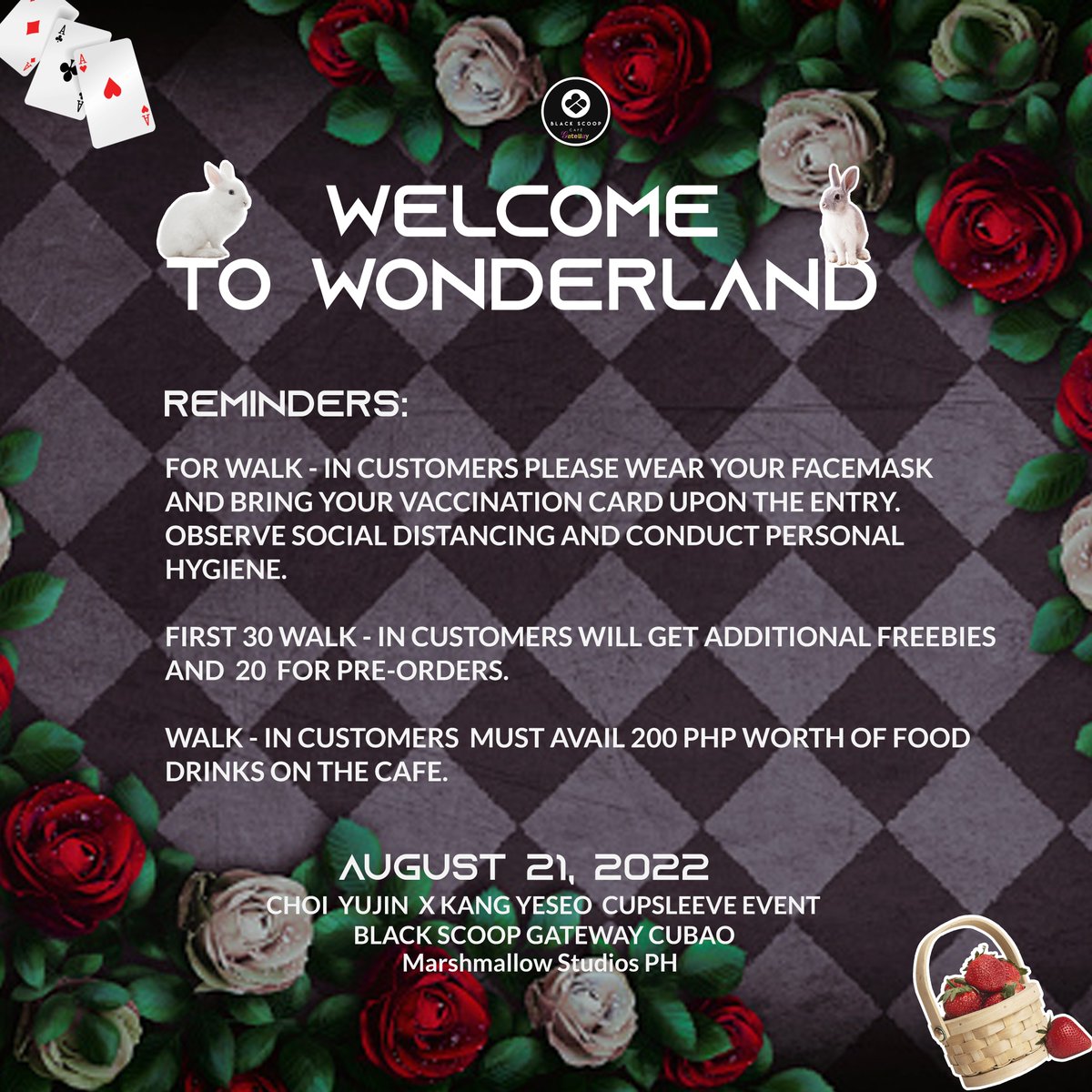 Mallowstudiosph's tweet photo. [📢] Welcome to Wonderland 

Please check the instruction &amp; reminders of the cafe.

#MarshmallowStudios #Yujin #Yeseo #Kep1er #최유진 #강예서 https://t.co/fTl2H68K6g