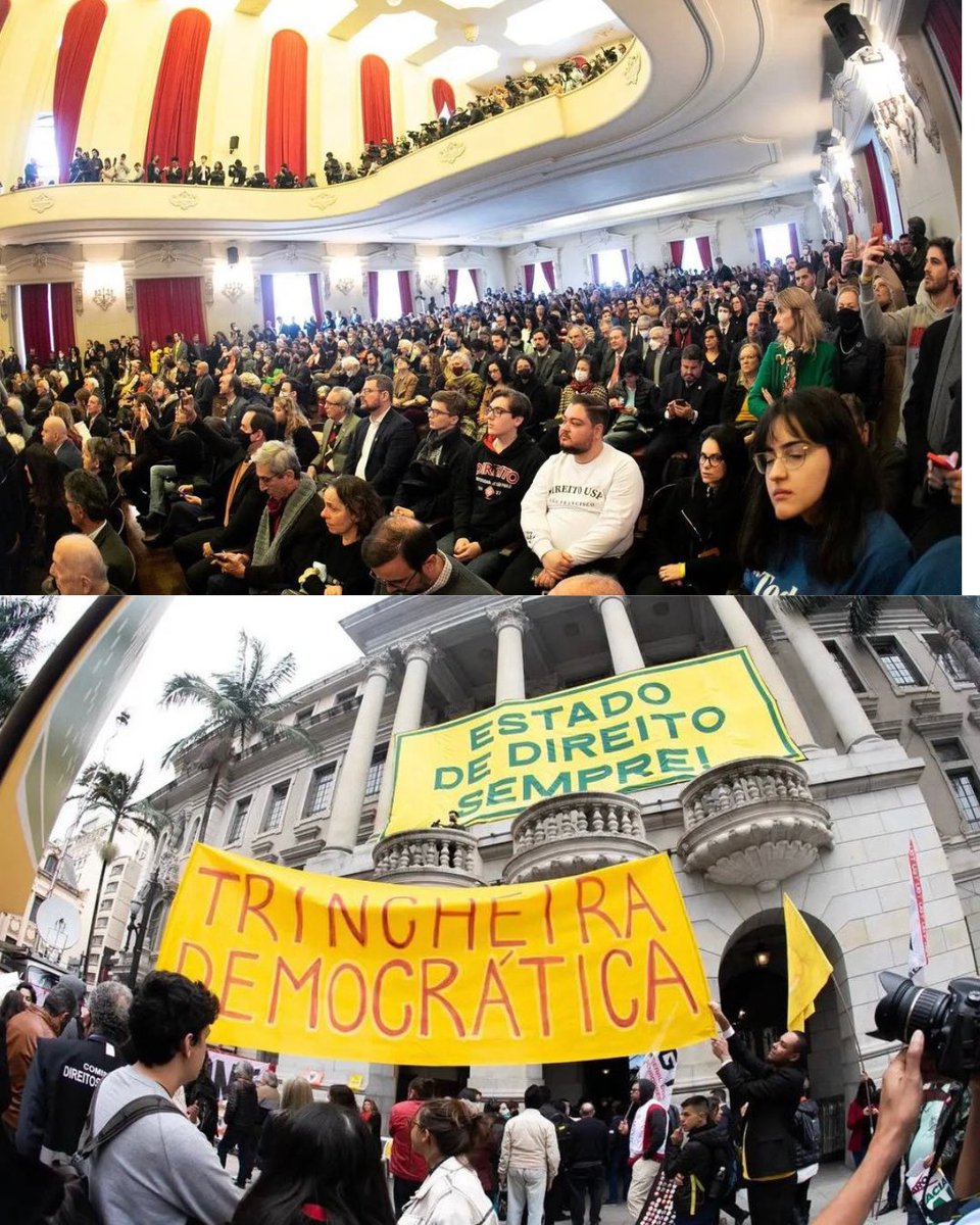 samiabomfim's tweet photo. Muita gente querida e potente se juntando agora no Largo São Francisco para defender o mínimo: o respeito ao resultado das eleições de outubro. Não vai passar qualquer tentativa de ruptura institucional, pelo contrário. Bolsonaro vai terminar muito mal. Ele que se prepare. https://t.co/IceOEOGtK1