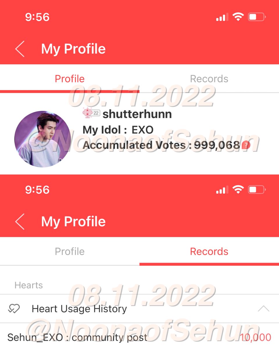 NoonaofSehun's tweet photo. ▫️08.11.2022
We must win now, it’s now or never! 

I have dropped a total of 170,000 hearts from all of my choeaedol accounts. I’m kokobroke now. 

✨ Total drop so far: 1,004,000 ✨

#EXOLforEXOonHDA #PowerUpForEXO #MagiciansForEXO #EXOLVOTEFOREXO
#EXOL #EXO @weareoneEXO https://t.co/hYFqS6Rt9T