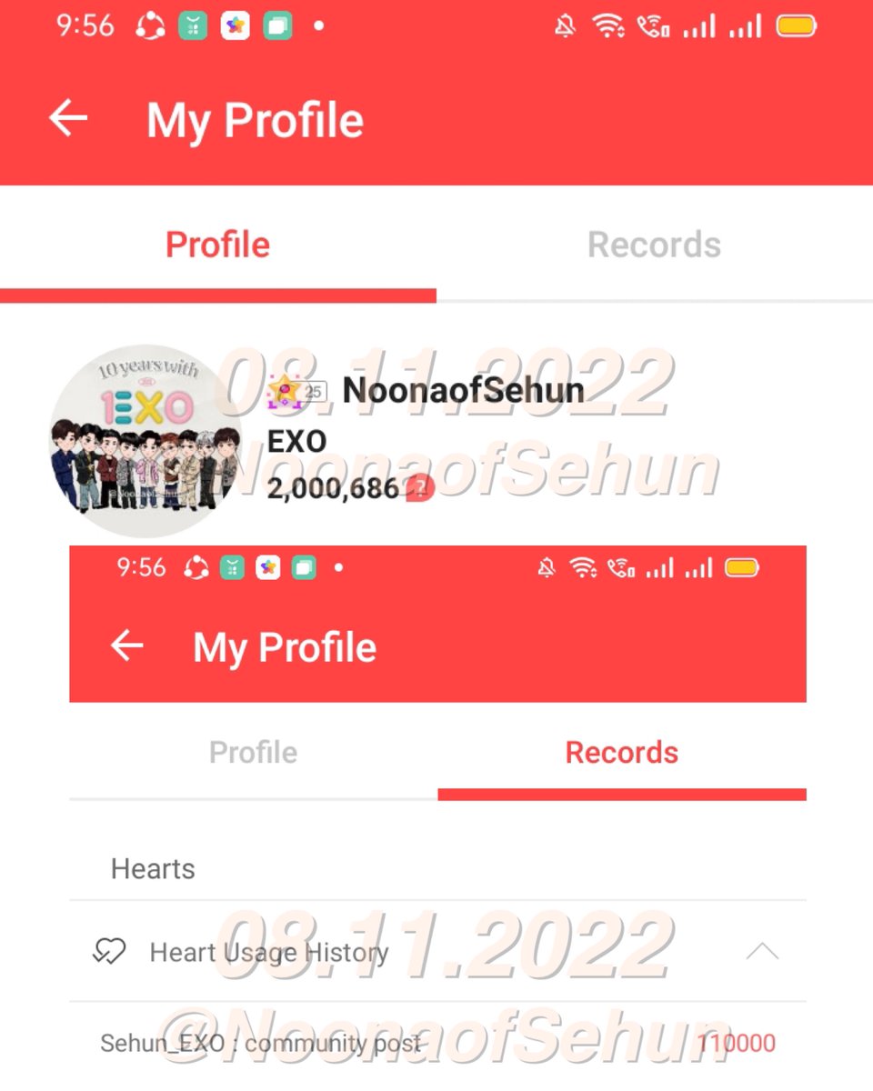 NoonaofSehun's tweet photo. ▫️08.11.2022
We must win now, it’s now or never! 

I have dropped a total of 170,000 hearts from all of my choeaedol accounts. I’m kokobroke now. 

✨ Total drop so far: 1,004,000 ✨

#EXOLforEXOonHDA #PowerUpForEXO #MagiciansForEXO #EXOLVOTEFOREXO
#EXOL #EXO @weareoneEXO https://t.co/hYFqS6Rt9T